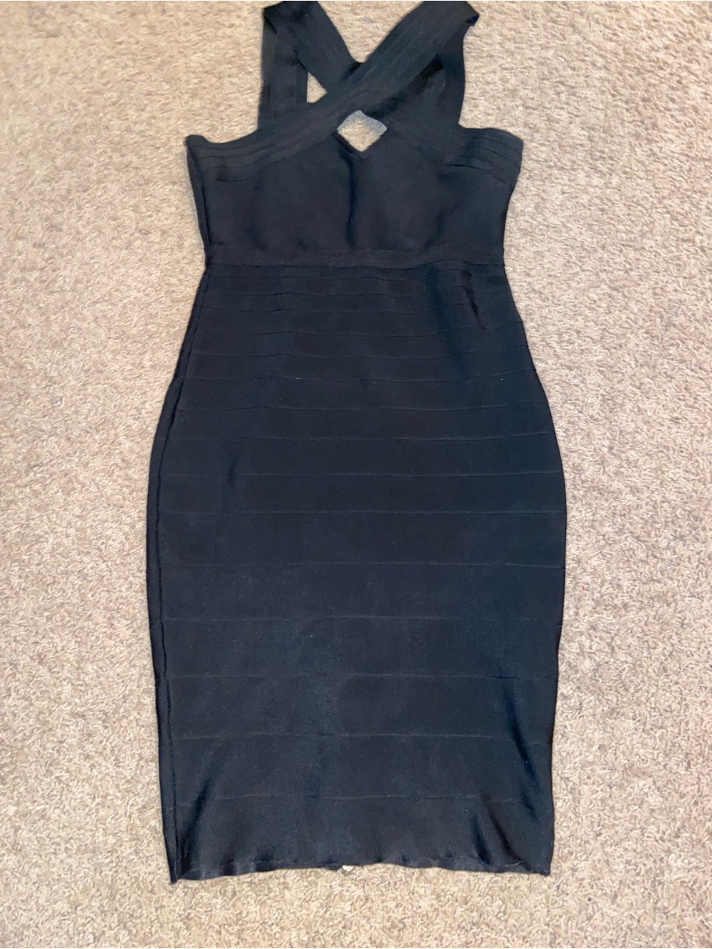 Black Cross-Back Bodycon Dress